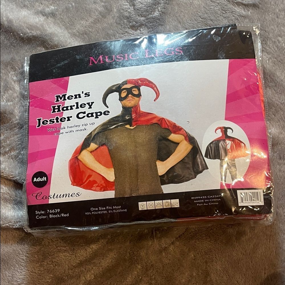 Music Legs Black and Red Jester Cape NEW